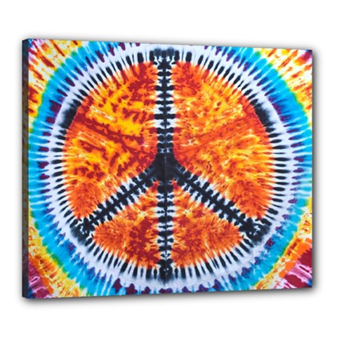 Tie Dye Peace Sign Canvas 24  X 20  (stretched) by Ket1n9