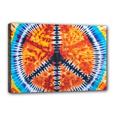 Tie Dye Peace Sign Canvas 18  X 12  (stretched) by Ket1n9