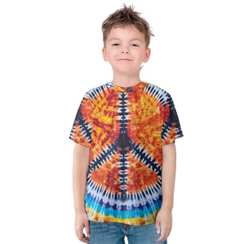 Tie Dye Peace Sign Kids  Cotton T-shirt by Ket1n9