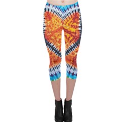 Tie Dye Peace Sign Capri Leggings  by Ket1n9