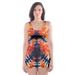 Tie Dye Peace Sign Skater Dress Swimsuit by Ket1n9