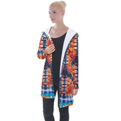 Tie Dye Peace Sign Longline Hooded Cardigan by Ket1n9