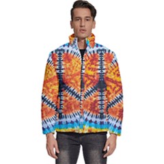 Tie Dye Peace Sign Men s Puffer Bubble Jacket Coat by Ket1n9