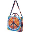 Tie Dye Peace Sign Square Shoulder Tote Bag View1