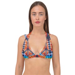 Tie Dye Peace Sign Double Strap Halter Bikini Top by Ket1n9