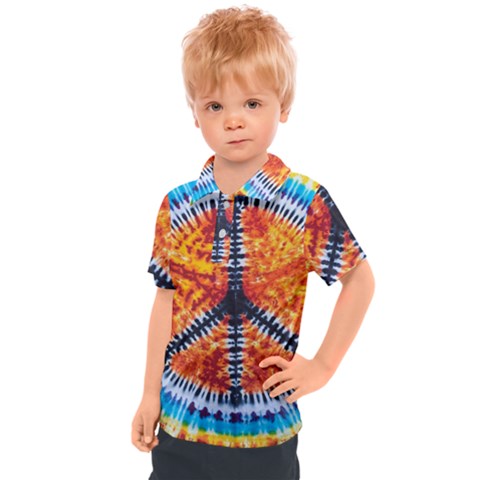 Tie Dye Peace Sign Kids  Polo T-shirt by Ket1n9