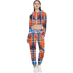 Tie Dye Peace Sign Cropped Zip Up Lounge Set by Ket1n9