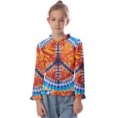 Tie Dye Peace Sign Kids  Frill Detail T-shirt