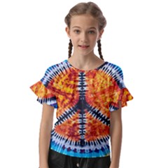 Tie Dye Peace Sign Kids  Cut Out Flutter Sleeves by Ket1n9