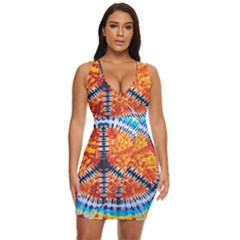 Tie Dye Peace Sign Draped Bodycon Dress by Ket1n9