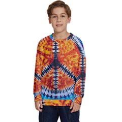 Tie Dye Peace Sign Kids  Crewneck Sweatshirt by Ket1n9