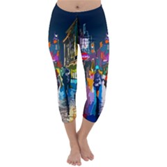 Abstract Vibrant Colour Cityscape Capri Winter Leggings  by Ket1n9