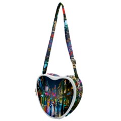 Abstract Vibrant Colour Cityscape Heart Shoulder Bag by Ket1n9