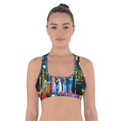 Abstract Vibrant Colour Cityscape Cross Back Sports Bra by Ket1n9