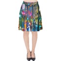 Abstract Vibrant Colour Cityscape Velvet High Waist Skirt View1