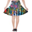 Abstract Vibrant Colour Cityscape Velvet High Waist Skirt View2