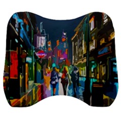 Abstract Vibrant Colour Cityscape Velour Head Support Cushion by Ket1n9