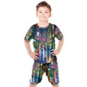 Abstract Vibrant Colour Cityscape Kids  T-Shirt and Shorts Set View1