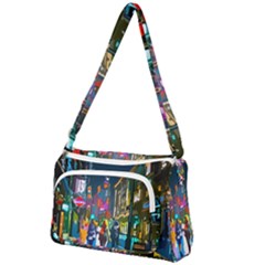 Abstract Vibrant Colour Cityscape Front Pocket Crossbody Bag by Ket1n9