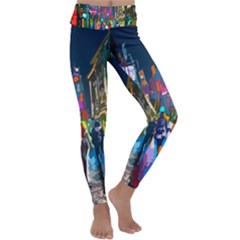 Abstract Vibrant Colour Cityscape Kids  Lightweight Velour Classic Yoga Leggings by Ket1n9