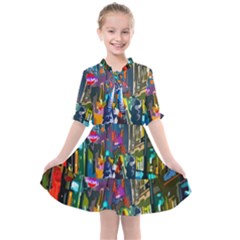 Abstract Vibrant Colour Cityscape Kids  All Frills Chiffon Dress by Ket1n9