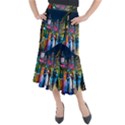 Abstract Vibrant Colour Cityscape Midi Mermaid Skirt View1