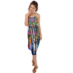 Abstract Vibrant Colour Cityscape Waist Tie Cover Up Chiffon Dress by Ket1n9