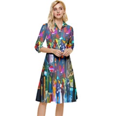 Abstract Vibrant Colour Cityscape Classy Knee Length Dress by Ket1n9