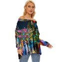 Abstract Vibrant Colour Cityscape Off Shoulder Chiffon Pocket Shirt View3