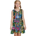 Abstract Vibrant Colour Cityscape Kids  Sleeveless Tiered Mini Dress View1