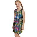 Abstract Vibrant Colour Cityscape Kids  Sleeveless Tiered Mini Dress View2