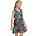 Abstract Vibrant Colour Cityscape Kids  Sleeveless Tiered Mini Dress View3