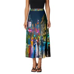 Abstract Vibrant Colour Cityscape Classic Midi Chiffon Skirt by Ket1n9