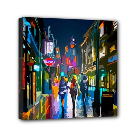 Abstract Vibrant Colour Cityscape Mini Canvas 6  X 6  (stretched) by Ket1n9