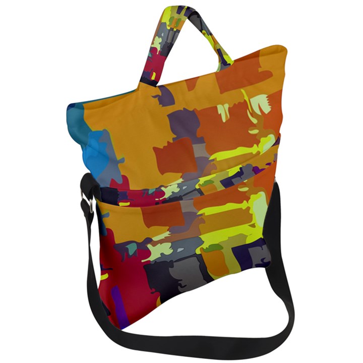 Abstract Vibrant Colour Fold Over Handle Tote Bag