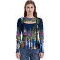 Abstract Vibrant Colour Cityscape Women s Cut Out Long Sleeve T-Shirt View1