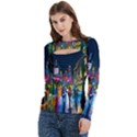 Abstract Vibrant Colour Cityscape Women s Cut Out Long Sleeve T-Shirt View2