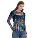 Abstract Vibrant Colour Cityscape Women s Cut Out Long Sleeve T-Shirt View3