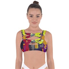 Abstract Vibrant Colour Bandaged Up Bikini Top by Ket1n9