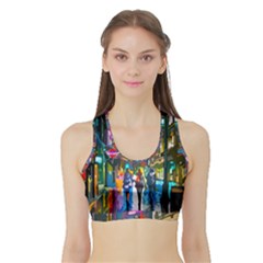 Abstract Vibrant Colour Cityscape Sports Bra With Border by Ket1n9