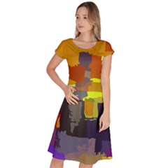 Abstract Vibrant Colour Classic Short Sleeve Dress by Ket1n9