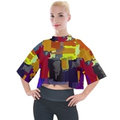 Abstract Vibrant Colour Mock Neck T-shirt by Ket1n9