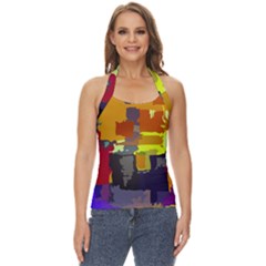 Abstract Vibrant Colour Basic Halter Top by Ket1n9