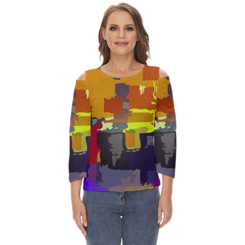 Abstract Vibrant Colour Cut Out Wide Sleeve Top by Ket1n9