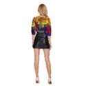 Abstract Vibrant Colour Mid Sleeve Drawstring Hem Top View4