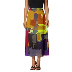 Abstract Vibrant Colour Classic Midi Chiffon Skirt by Ket1n9