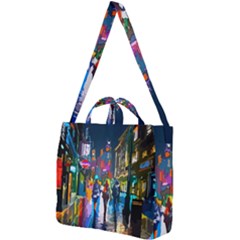 Abstract Vibrant Colour Cityscape Square Shoulder Tote Bag by Ket1n9