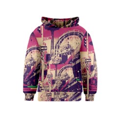 Pink City Retro Vintage Futurism Art Kids  Pullover Hoodie by Ket1n9