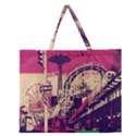 Pink City Retro Vintage Futurism Art Zipper Large Tote Bag View1