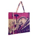 Pink City Retro Vintage Futurism Art Zipper Large Tote Bag View2